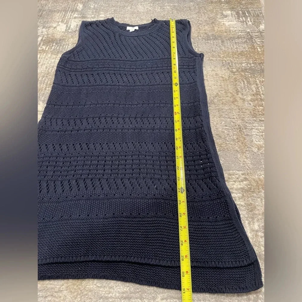 J Jill Sweater Vest Women XS Navy Blue Pullover Tunic Boho Classic Casual EUC - Picture 8 of 9